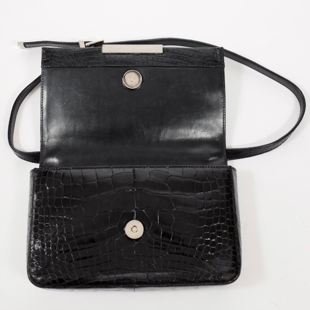Y2K Gucci by Tom Ford 1998 bag alligator crocodile silver G logo black handbag - Picture 12 of 15